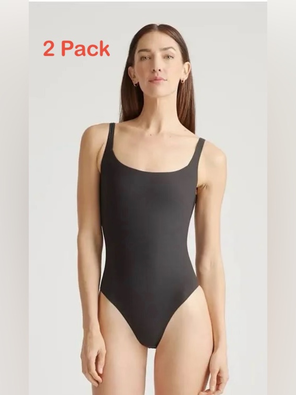 NWT Quince Second Skin Square Neck Cami Body Suit Large (2 Pack)